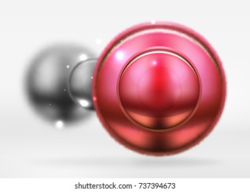 Esferas negras tecnológicas y círculos redondos con una superficie brillante y metálica. Objetos 3d vectoriales realistas, fondo abstracto de tecnología de alta tecnología