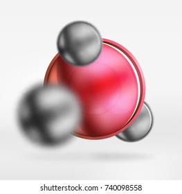 Esferas negras tecnológicas y círculos redondos con una superficie brillante y metálica. Objetos 3d vectoriales realistas, fondo abstracto de tecnología de alta tecnología