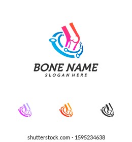 Tech Bone logo design template. Concept Vector of human body health. Emblem symbol Icon.