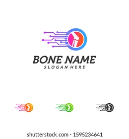 Tech Bone logo design template. Concept Vector of human body health. Emblem symbol Icon.
