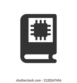tech book icon with circuit board processor