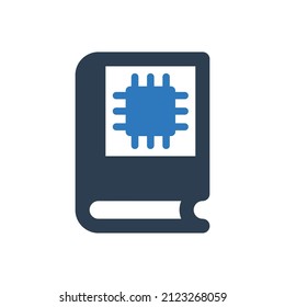 tech book icon with circuit board processor