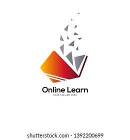 tech book logo designs, pixel book logo template, online learning logo designs
