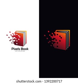 tech book logo designs, pixel book logo template, online learning logo designs