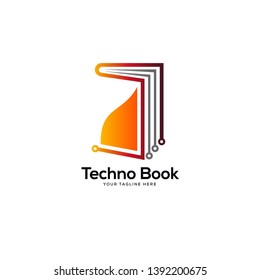 Tech Book Logo Designs Template, Online Education And Learning Designs Concept, Simple Line Art Technology Logo Designs