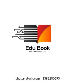 tech book logo designs template, online education and learning designs concept, simple line art technology logo designs