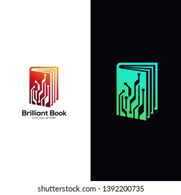 tech book logo designs template, online education and learning designs concept, simple line art technology logo designs