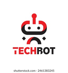 Diseño de logotipo de bot tecnológico concepto simple Vector de Premium