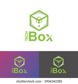 Tech Box Logo Design Template-Cube box hexagon technology, hexagon tech, digital box, Modern logo.