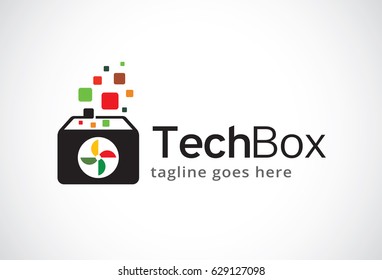 Tech Box Logo Template Design Vector, Emblem, Design Concept, Creative Symbol, Icon