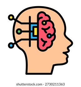 Tech Brain Icon Lineal Color Design Vector Illustration