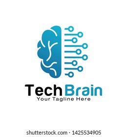 Tech Brain logo design template