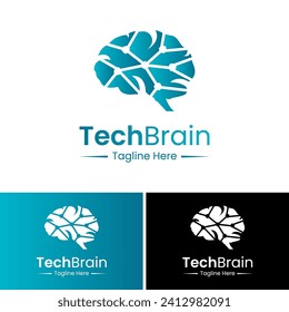 Tech Brain Logo Design Template.