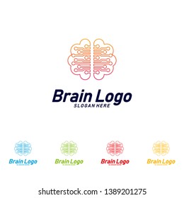 Tech Brain logo design vector, Mind Technology concept logo template, Icon Symbol