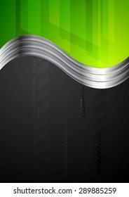 Tech bright background with metallic waves. Vector design