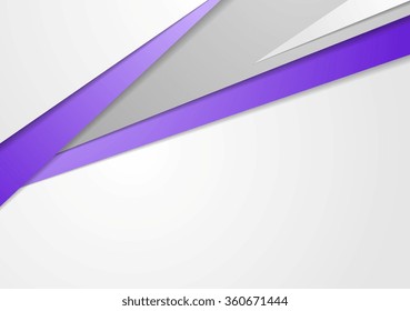 Tech brochure design with purple color stripes. Vector corporate style abstract grey background