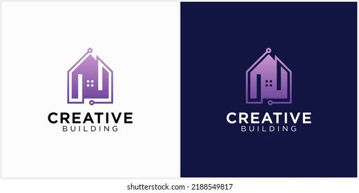 Tech building logo design architectural construction Building Design Template Vector