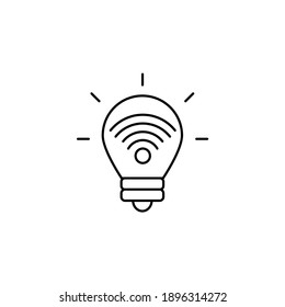 Tech bulb illustration icon. Illustration of smart home technology with outline style. Vector
