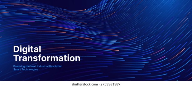 Tech Business Infographic Background Showcasing AI-Integrated Data Streams and Futuristic Flow Lines. Versatile for Annual Reports, Startup Pitch Decks, or Cybersecurity Document Layouts.