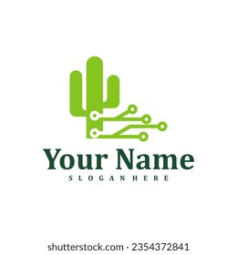 Tech Cactus logo design Template. Creative Cactus logo vector illustration.
