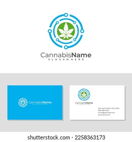 Tech Cannabis logo with business card template. Creative Cannabis logo design concepts