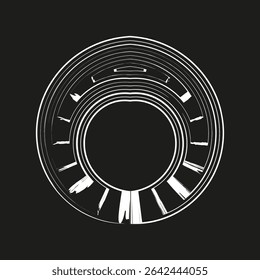 Tech circle illustration. Futuristic ring symbol. Interface dial Vector. Cyber spinner sign.