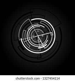  tech circle modern button and technology background design vector. Circle lines On a black background. 
