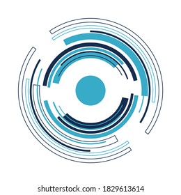 Tech Circles. Ebenen-Illustration geometrischer, konzentrischer Ringe in Blautönen