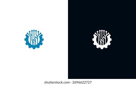 Logotipo de engranaje de placa de circuito de tecnología, icono de engranaje de circuito de tecnología
