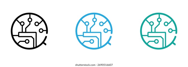 Tech circuit design icons offer modern technology solutions and digital connection.Circuit board icon isolated on white background for technology and electronics