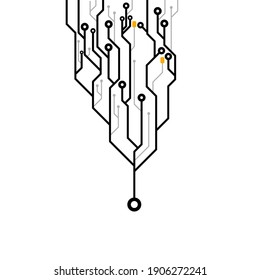 línea de circuito tecnológico cuesta abajo aislada en fondo blanco, ilustración de diseño vectorial.