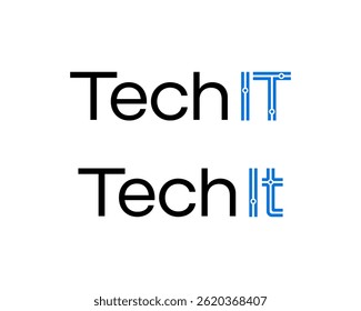 Tech IT With Circuit Line Electronic For Technology Company Vector Logo Design Illustration