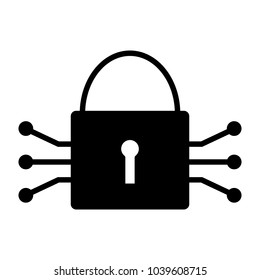 Tech Circuit Lock Icon.  96x96 for Web Graphics and Apps.  Simple Minimal Pictogram. Vector