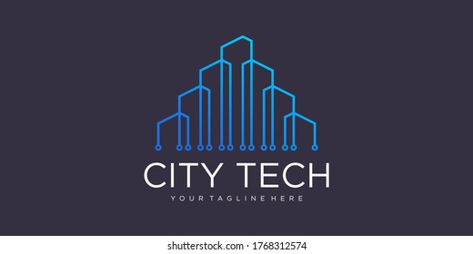 Tech City Logo Symbol Template Design Vector, Emblem, Design Concept, Creative Symbol, Icon