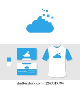 Tech cloud logo design with business card and t shirt mockup