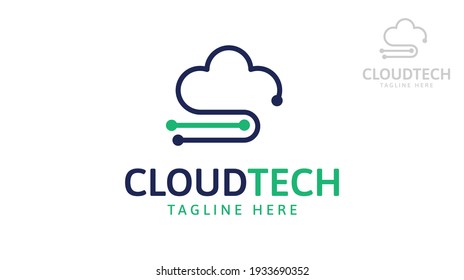 Tech cloud logo design. Vector
