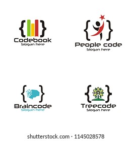 tech code logo,tree code,people code,brain code