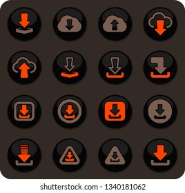 Tech color vector icons on dark background for user interface design