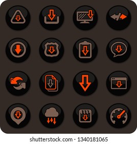 Tech color vector icons on dark background for user interface design