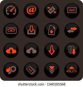Tech color vector icons on dark background for user interface design