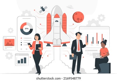 Tech Company Concept Illustration Free Vector, Developing Programming And Coding Technologies. Website Design. Programmer Working In A Software Develop Company Office In A Team Work. 