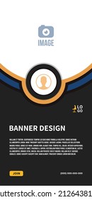 Tech, company, web, computers, ads, brochure, Marketing banner for furniture products, yellow, circle, connect. background, layout, business.