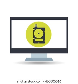 tech computer with communcation icon, vector illustration