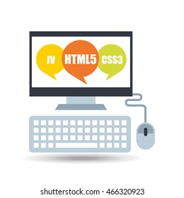 Tech Computer Icon With Mouse And Keyboard, Vector Illustration