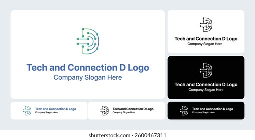 Tech and Connection D Logo | Digital and Network Branding