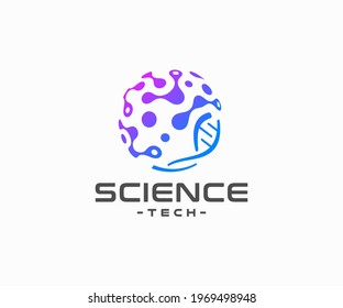 Tech Connections Logo Design. Genetics Research Laboratory Vector Design. DNA Network Logotype