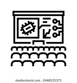 tech conventions enthusiast line icon vector. tech conventions enthusiast sign. isolated contour symbol black illustration