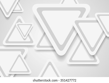Tech corporate paper background with grey triangles. Vector design