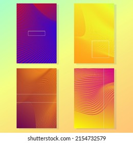 Conjunto de plantillas de portada técnica. Patrones de líneas geométricas de semicírculo radial. Fondos lineales para catálogos, folletos corporativos. Textura de líneas, elementos de título de encabezado. El informe anual abarca las cuestiones.