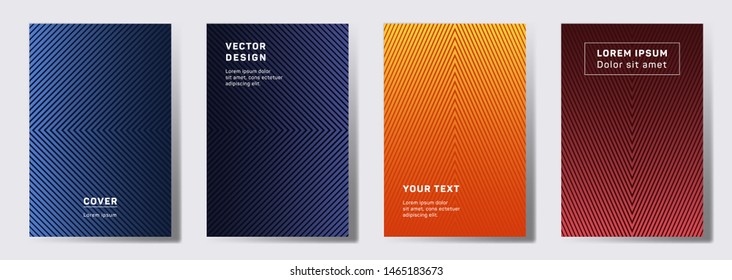 Tech Covers Linear Design. Geometric Lines Patterns With Edges, Angles. Linear Poster, Flyer, Banner Vector Backgrounds. Line Stripes Graphics, Title Elements. Annual Report Covers.